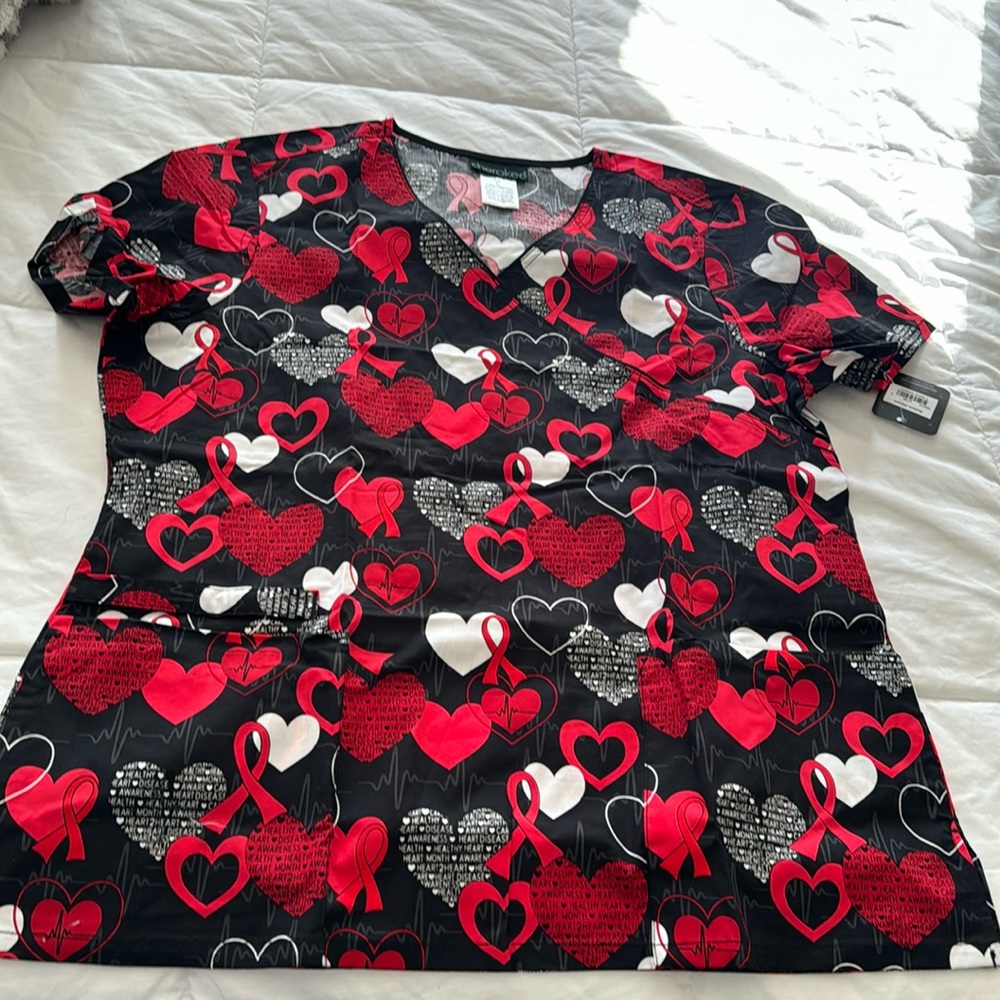 Cherokee heart disease awareness scrub top